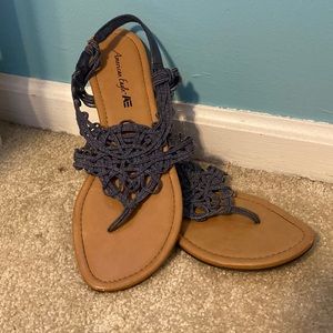 Denim lace sandals